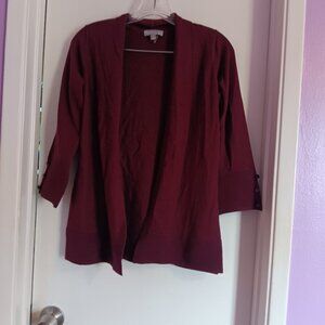 Women's Evolution by Cyrus Open Front Burgundy Cardigan Size XS NWOT